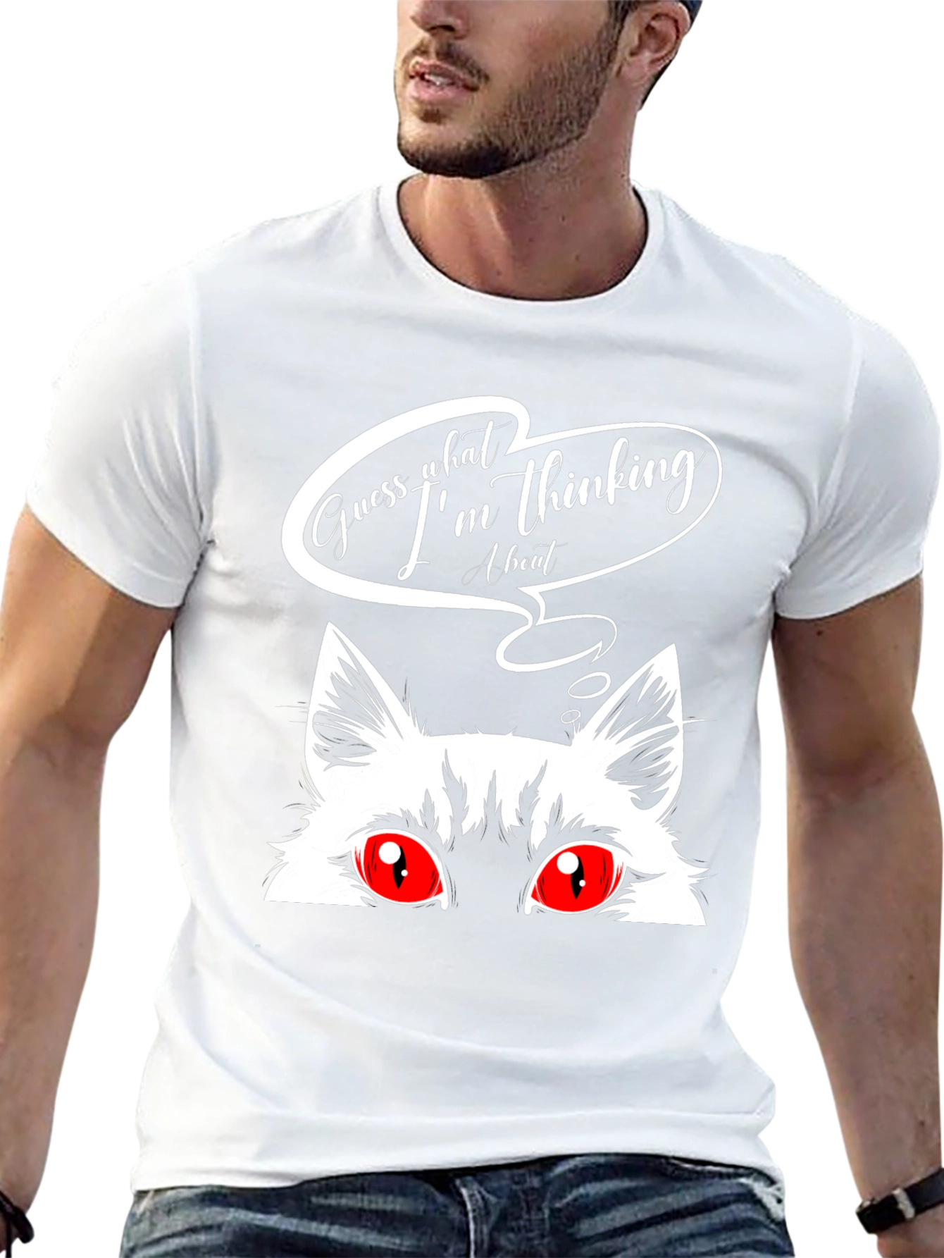 Guess What Cat Graphic Tee - Black