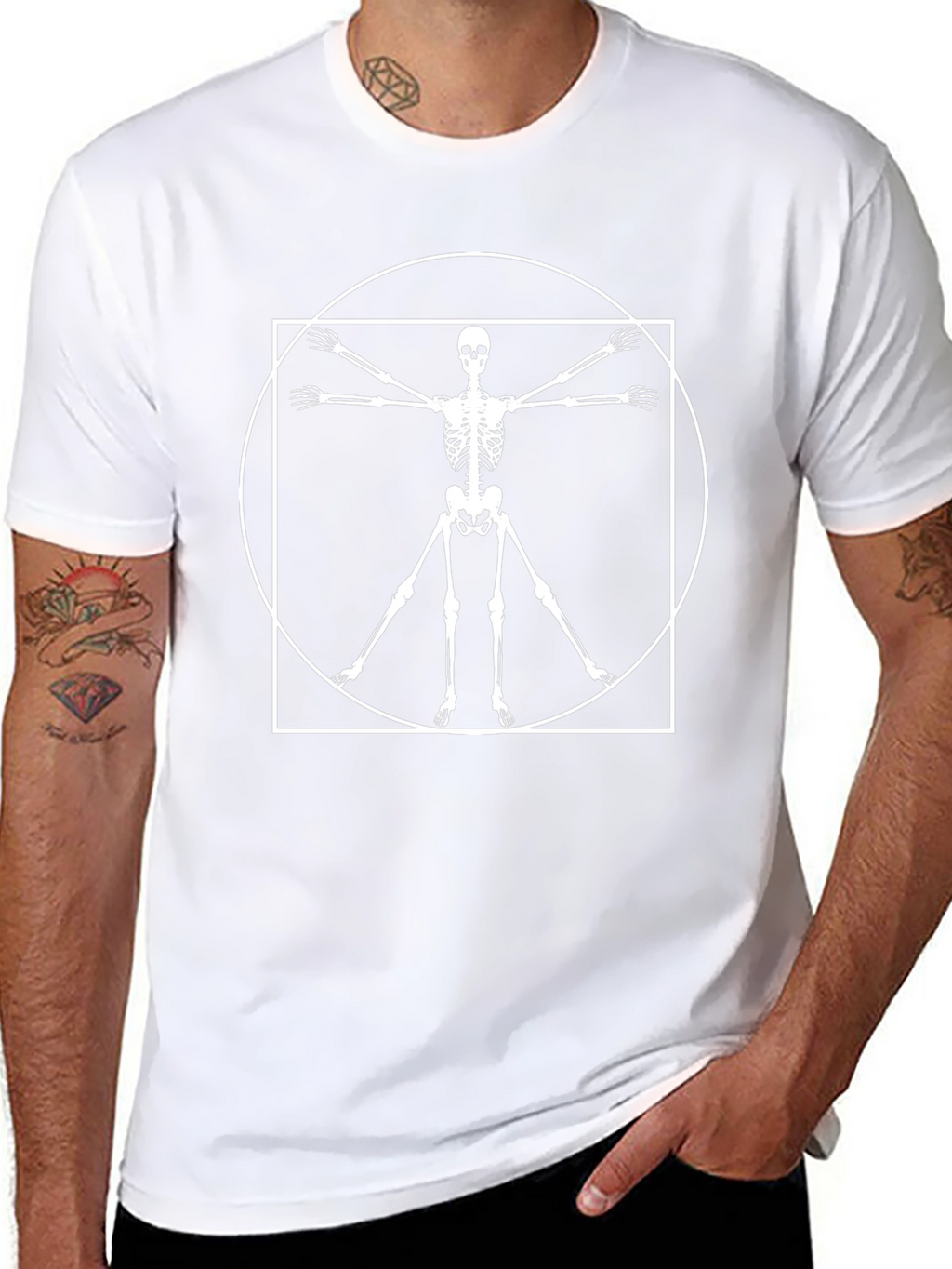 Vitruvian Skeleton Black T-Shirt