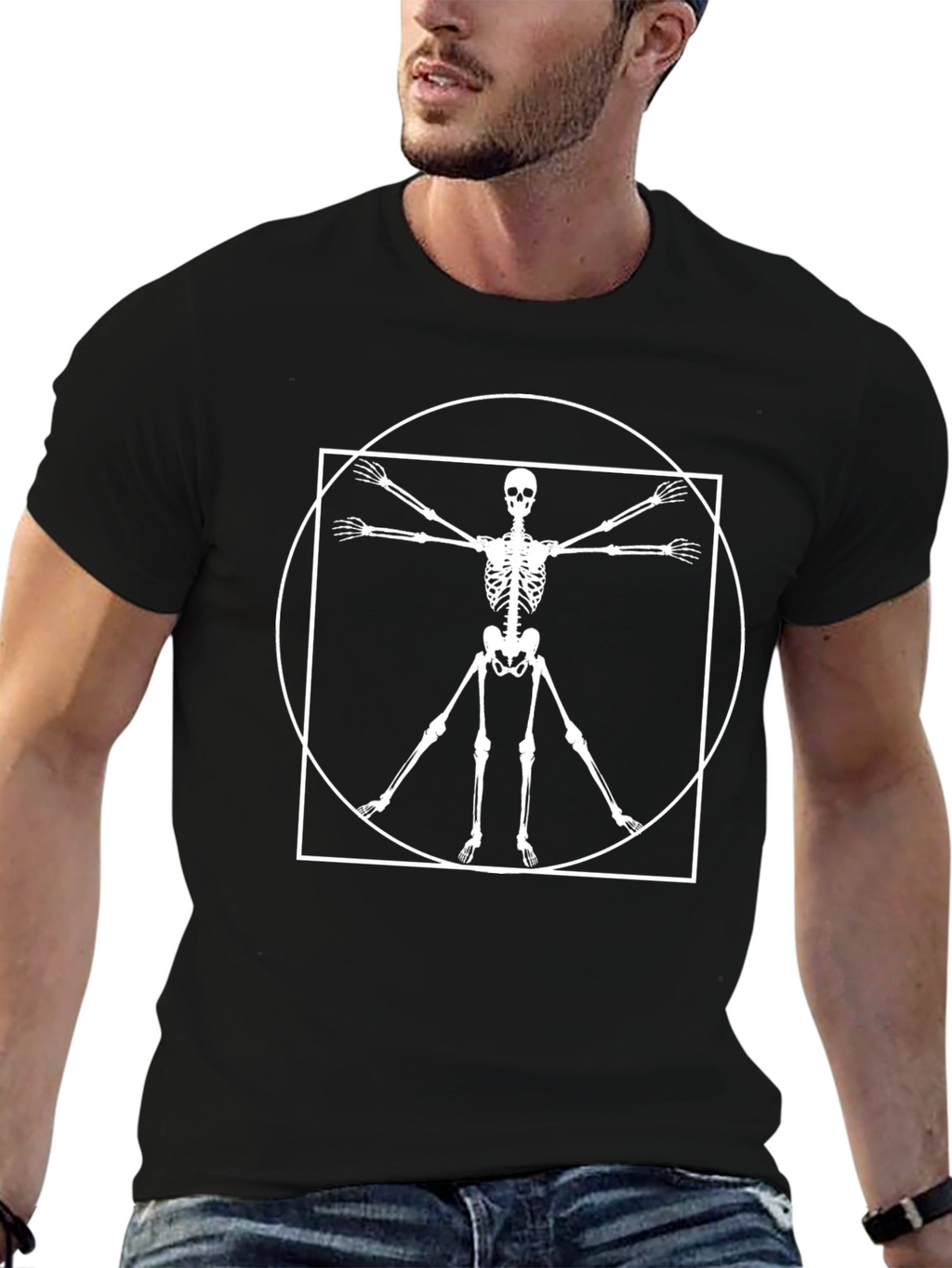 Vitruvian Skeleton Black T-Shirt