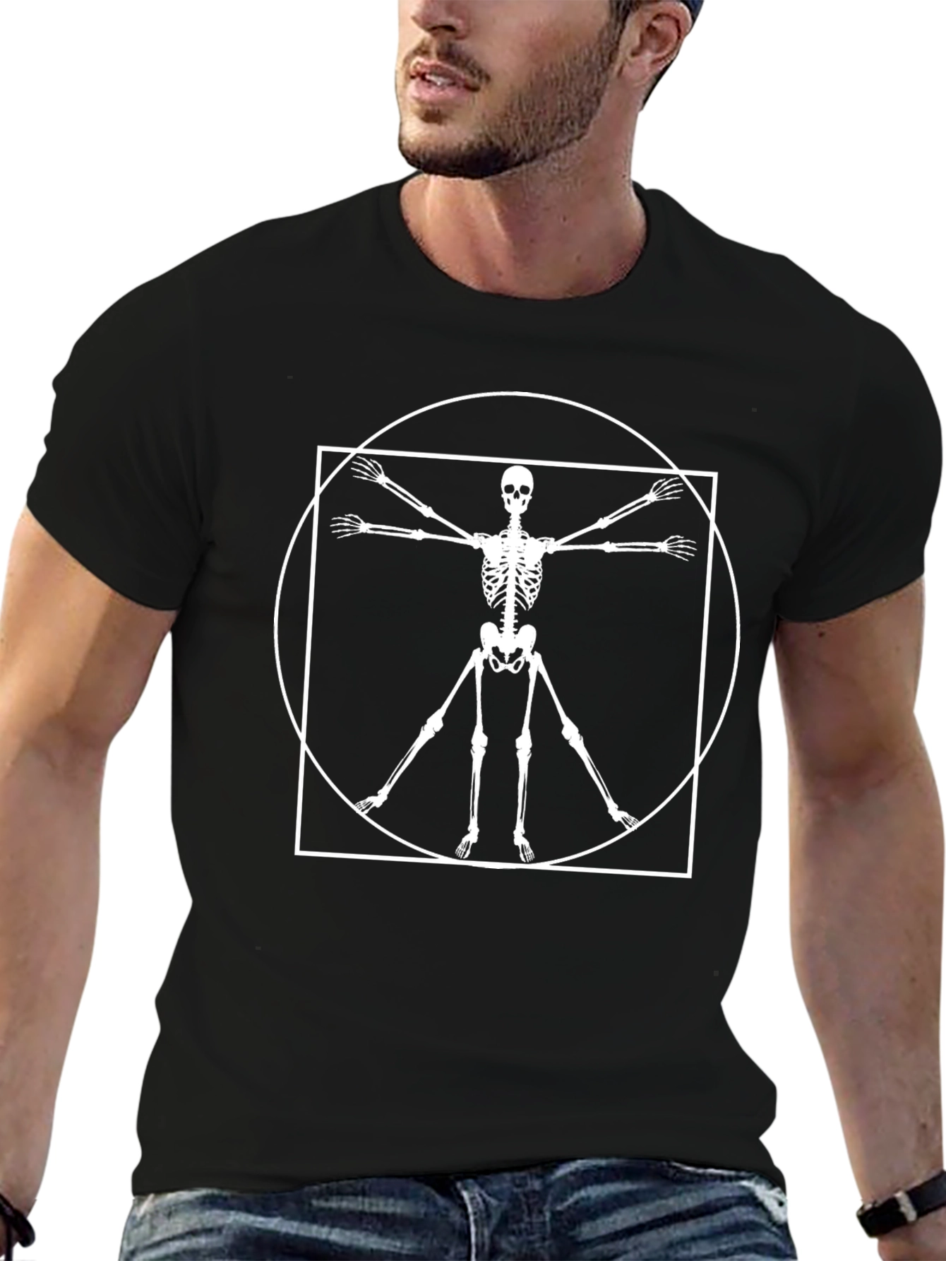 Vitruvian Skeleton Black T-Shirt