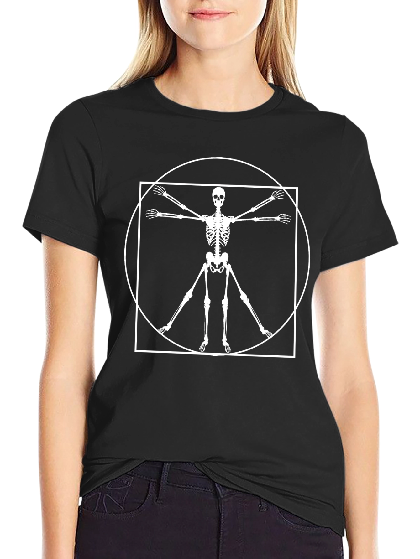Vitruvian Skeleton Black T-Shirt