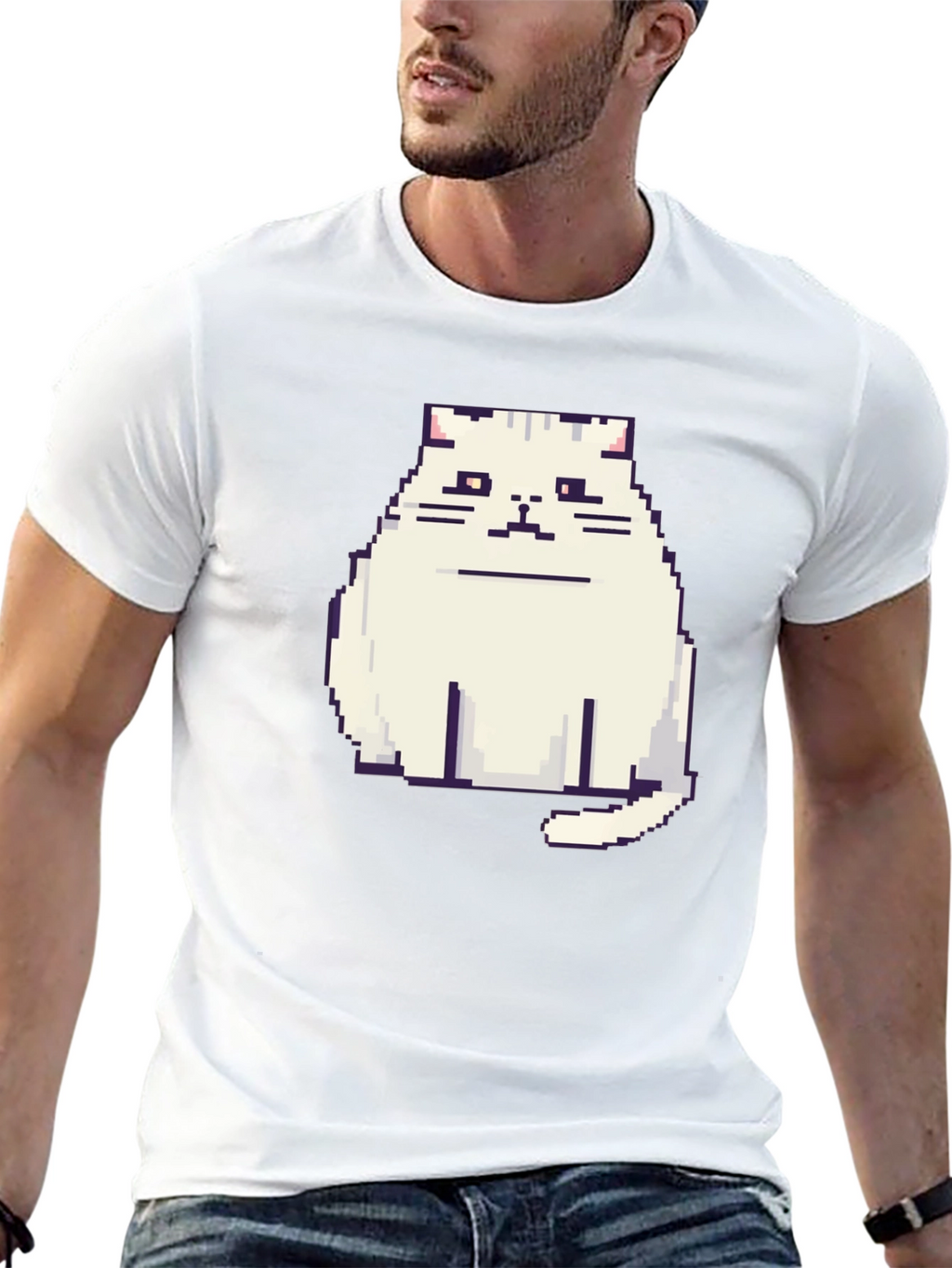 Pixel Cat Black T-Shirt - Gamer Style!