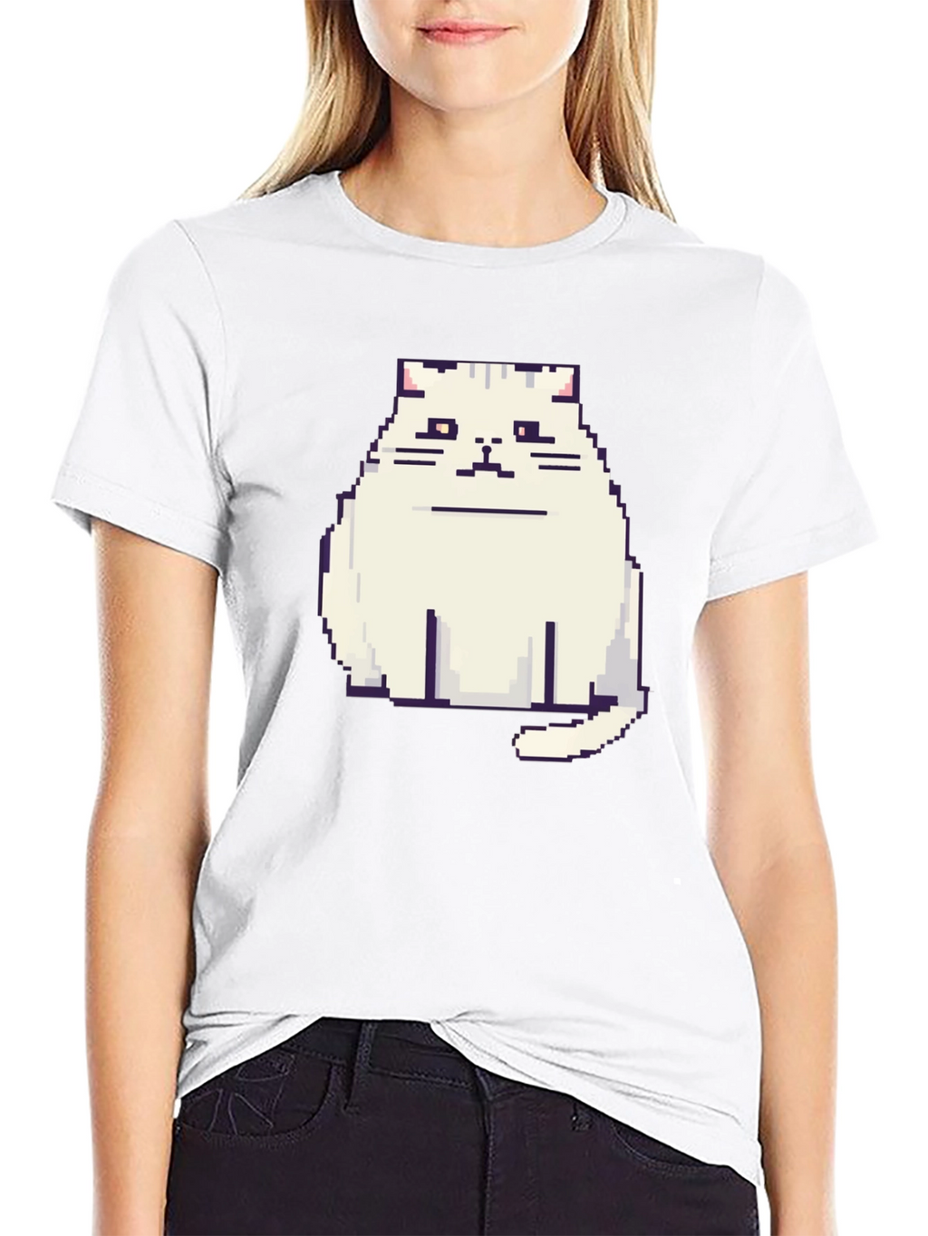 Pixel Cat Black T-Shirt - Gamer Style!