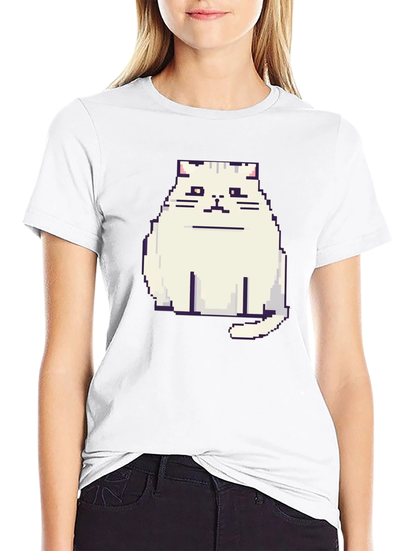 Pixel Cat Black T-Shirt - Gamer Style!