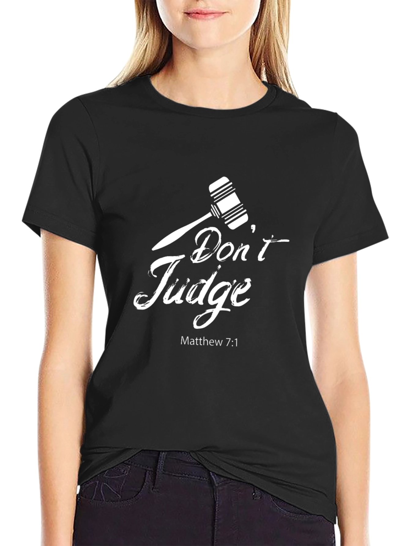 Dont Judge Matthew 7:1 Black Graphic T-Shirt