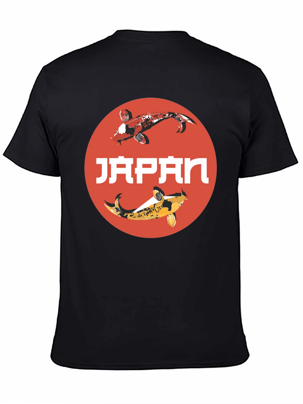 Japan Koi Fish Graphic T-Shirt - Black