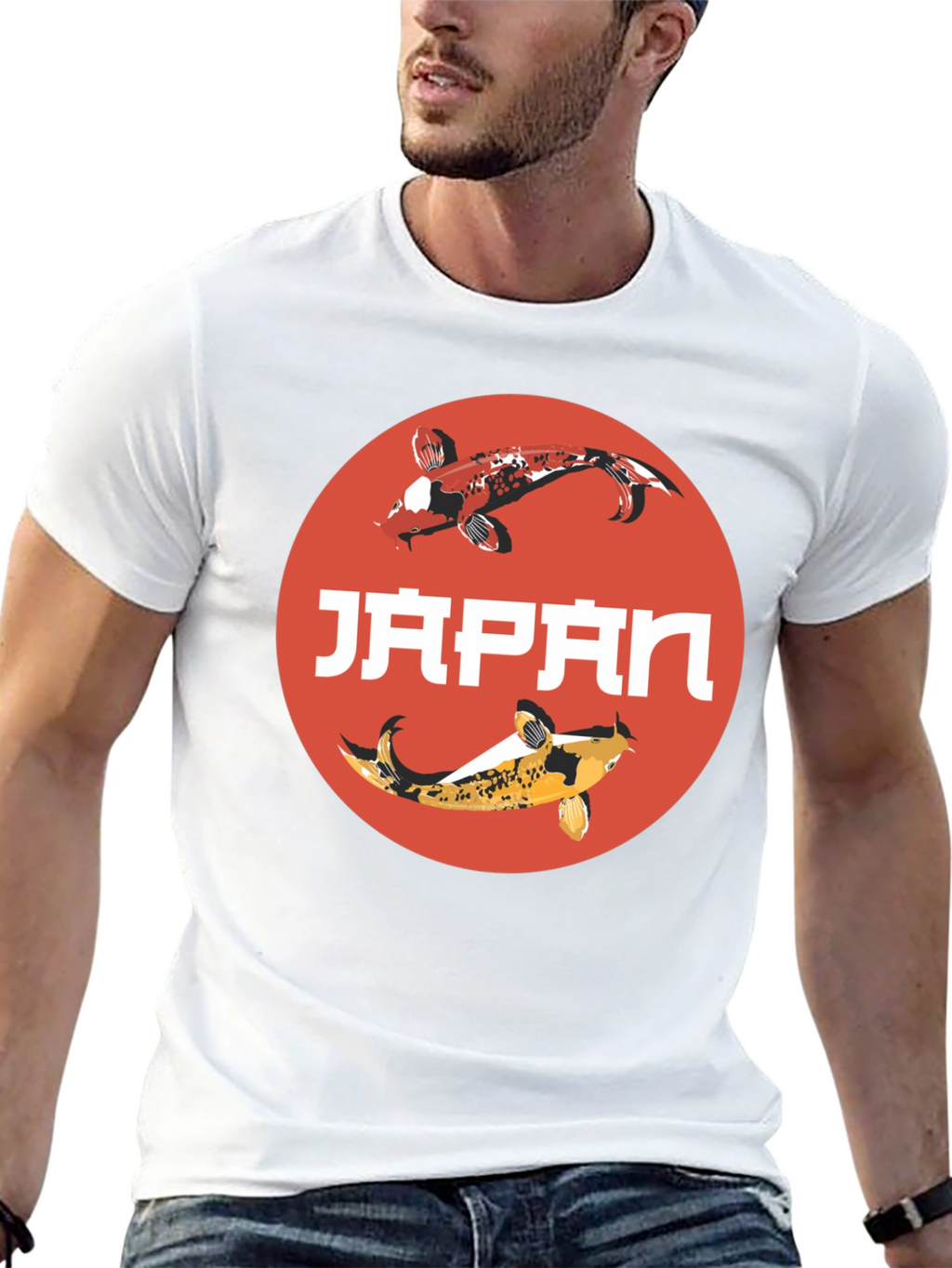 Japan Koi Fish Graphic T-Shirt - Black