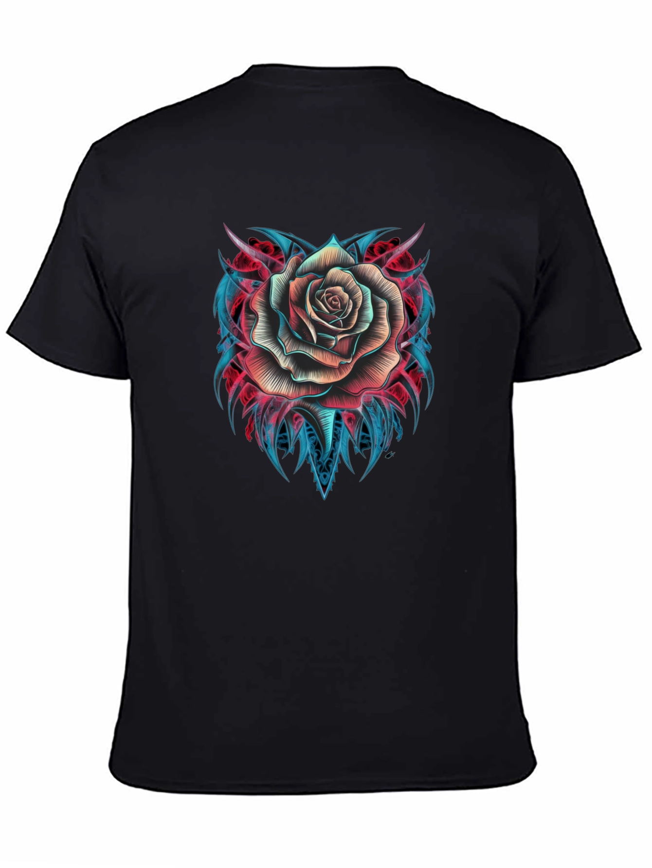 Rose Tattoo Graphic T-Shirt - Black