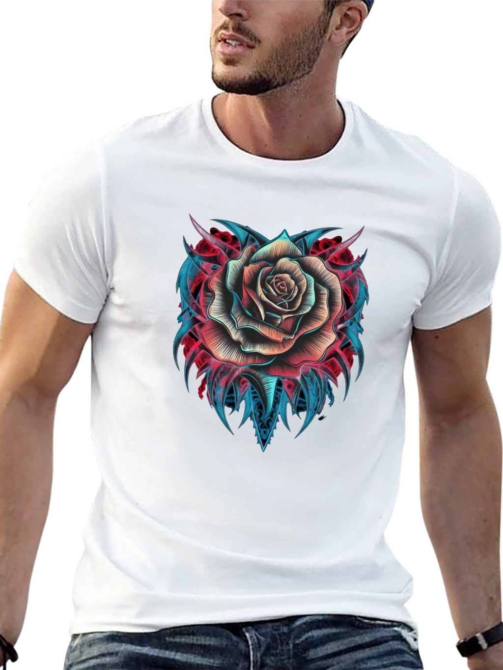 Rose Tattoo Graphic T-Shirt - Black