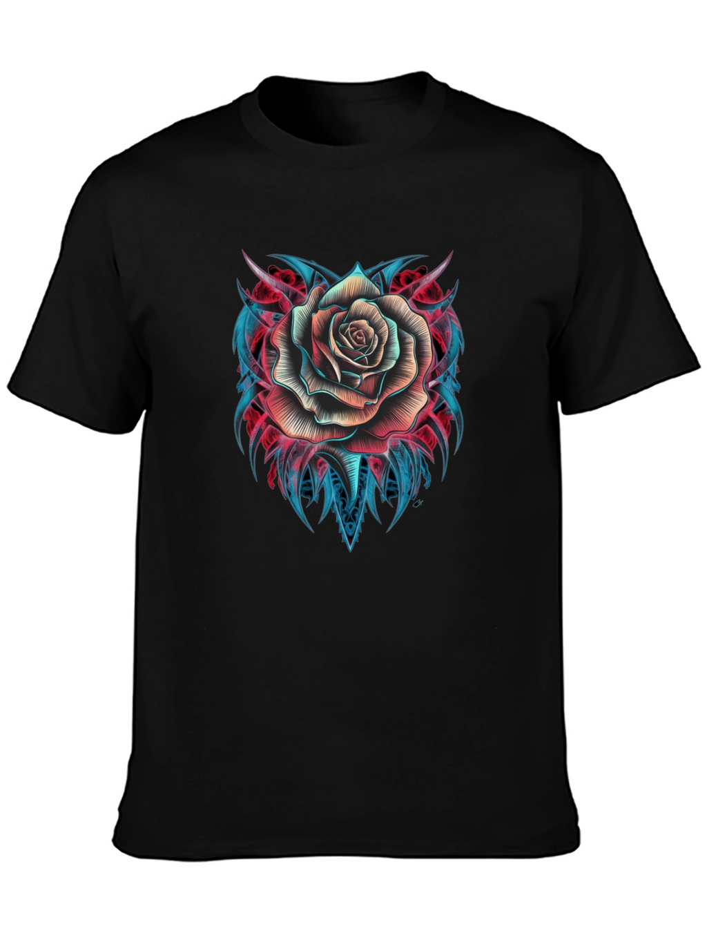 Rose Tattoo Graphic T-Shirt - Black