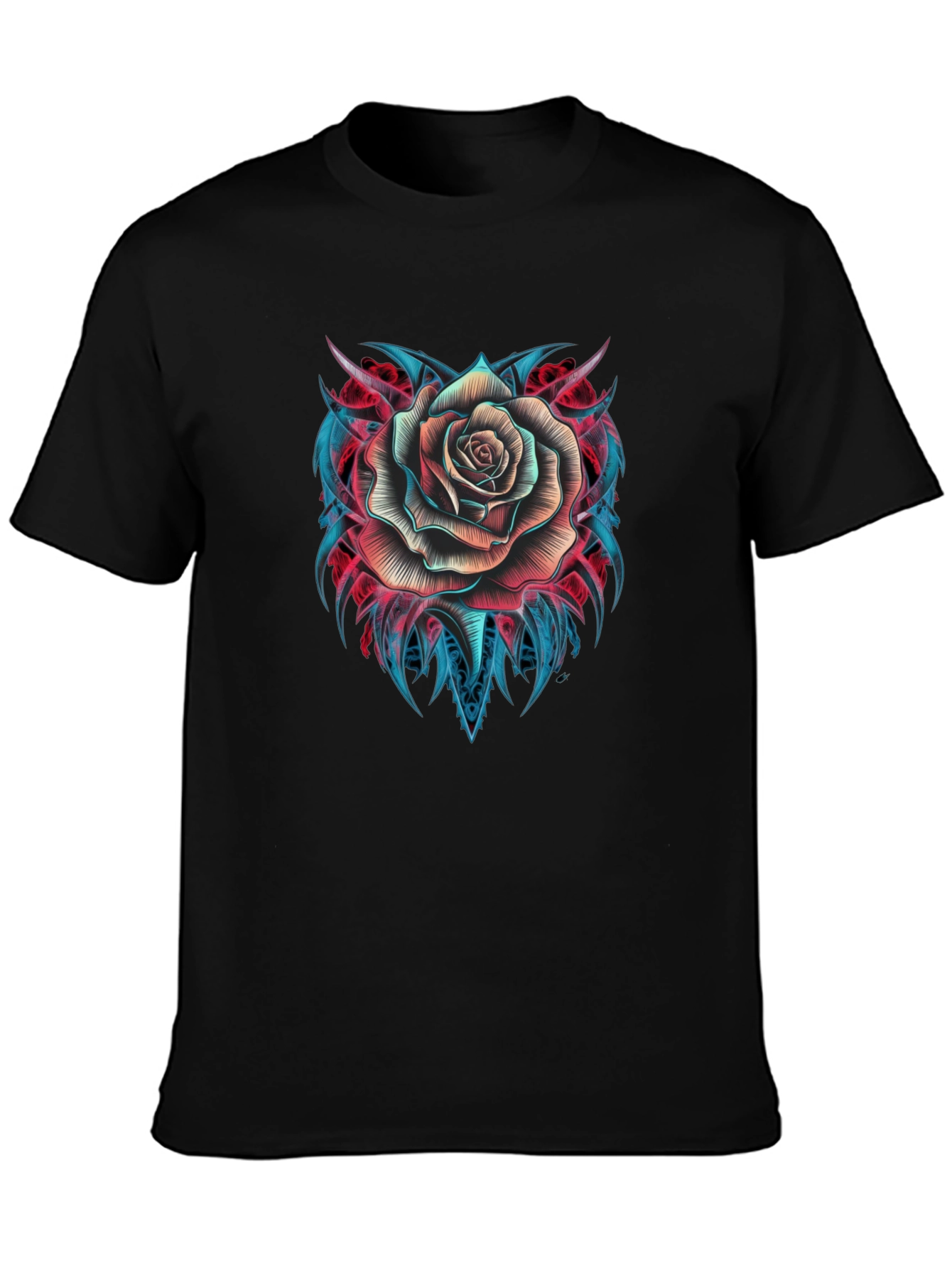 Rose Tattoo Graphic T-Shirt - Black