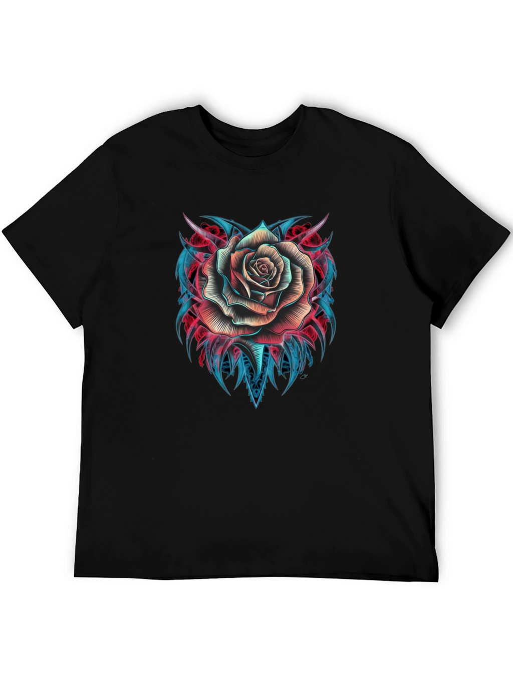 Rose Tattoo Graphic T-Shirt - Black