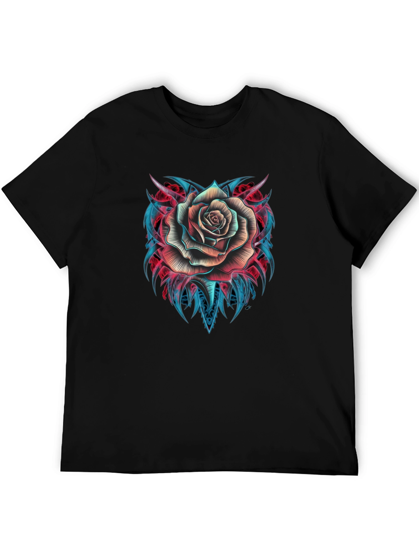 Rose Tattoo Graphic T-Shirt - Black