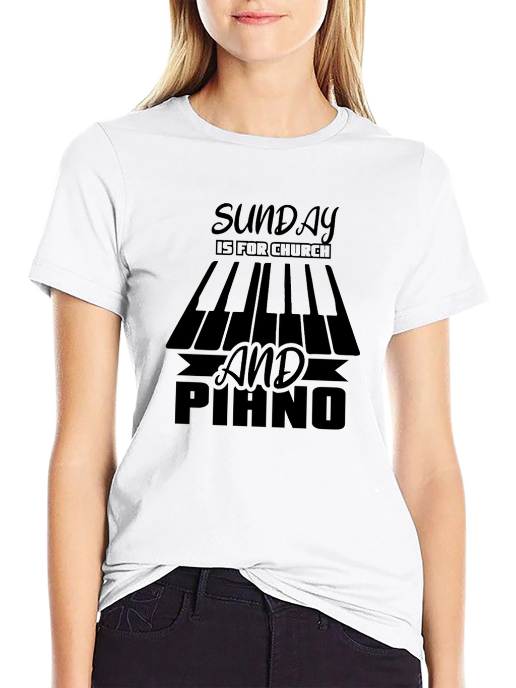Sunday Church Piano Graphic T-Shirt