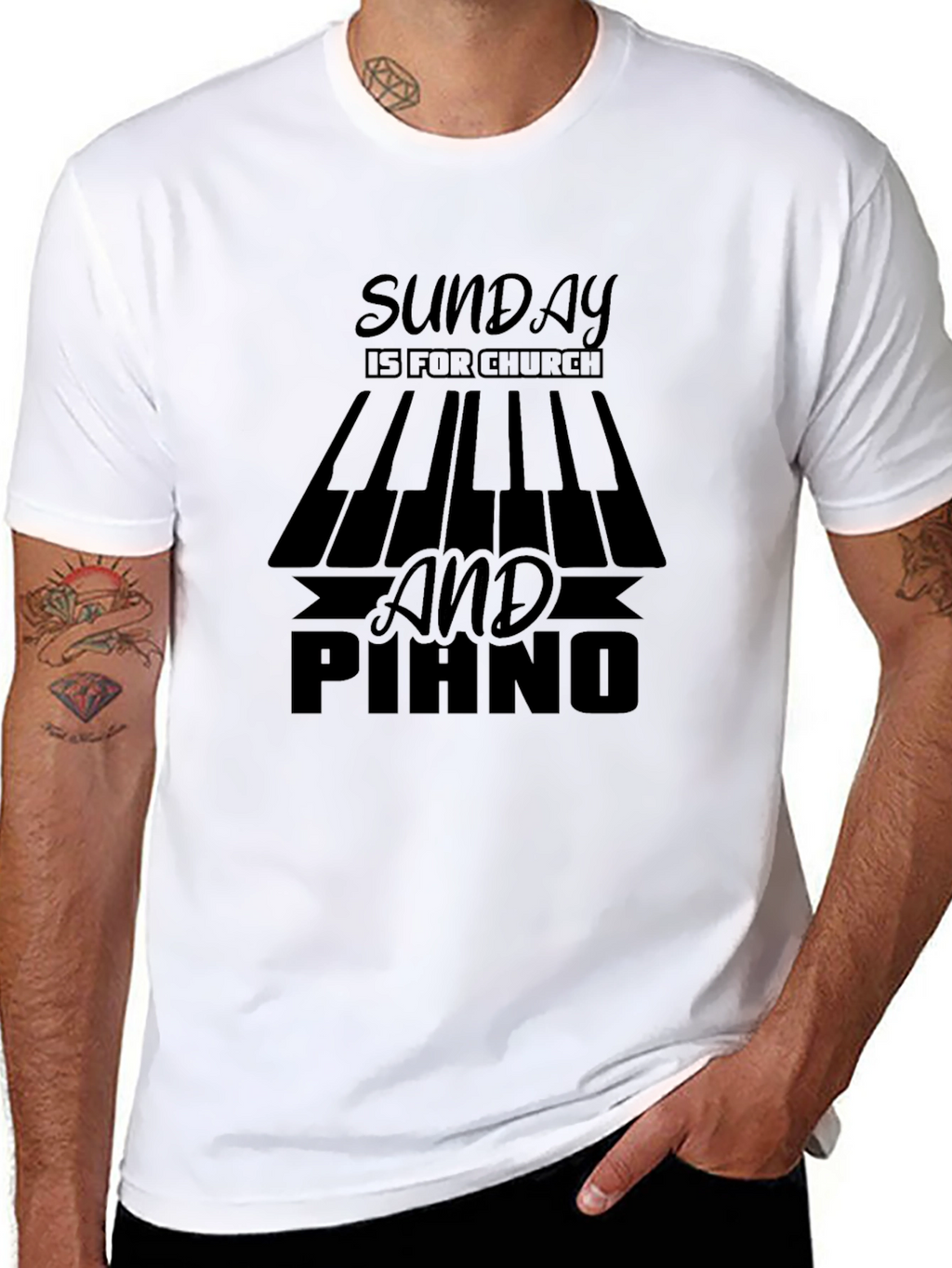 Sunday Church Piano Graphic T-Shirt