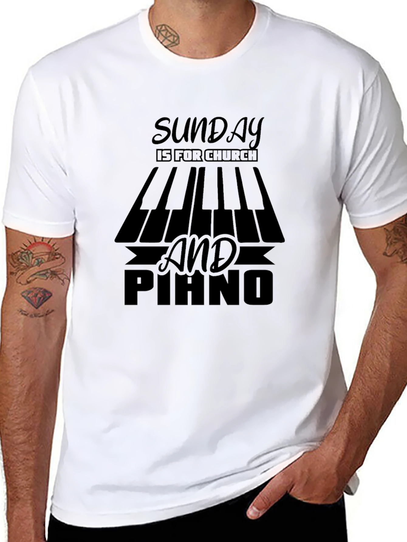 Sunday Church Piano Graphic T-Shirt