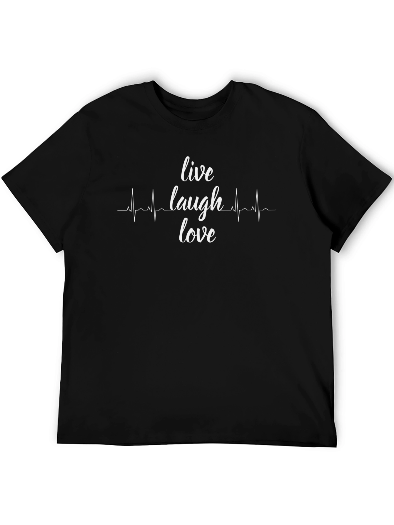 Live Laugh Love Heartbeat Graphic Tee - Black