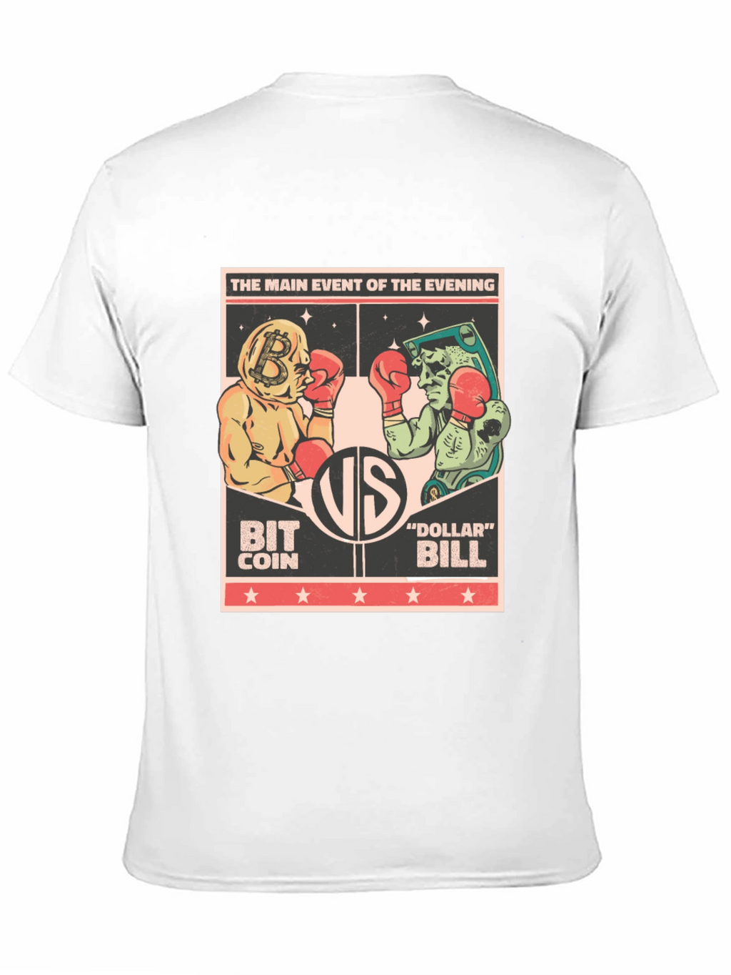 Bitcoin vs Dollar Bill Boxing Match Black T-Shirt