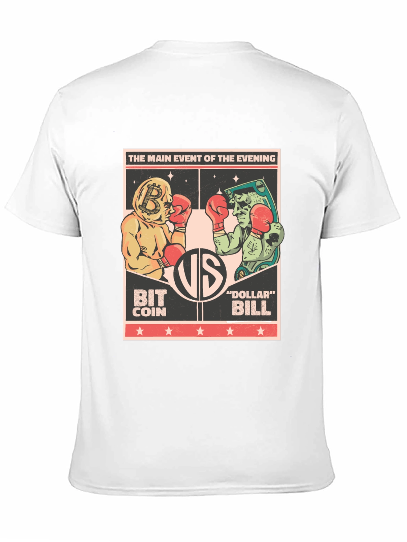 Bitcoin vs Dollar Bill Boxing Match Black T-Shirt