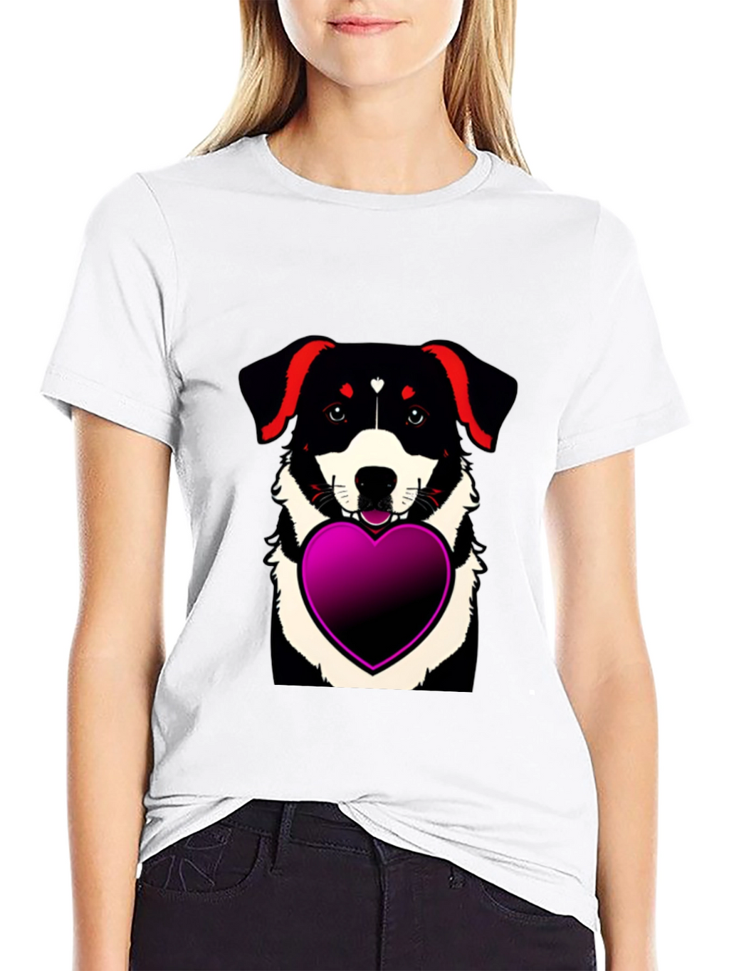Dog with Heart T-Shirt - Mens Black Tee