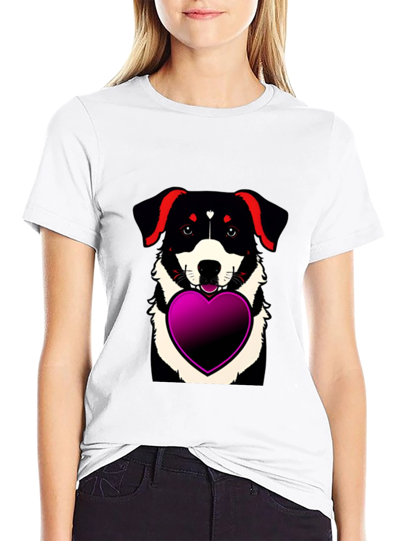 Dog with Heart T-Shirt - Mens Black Tee