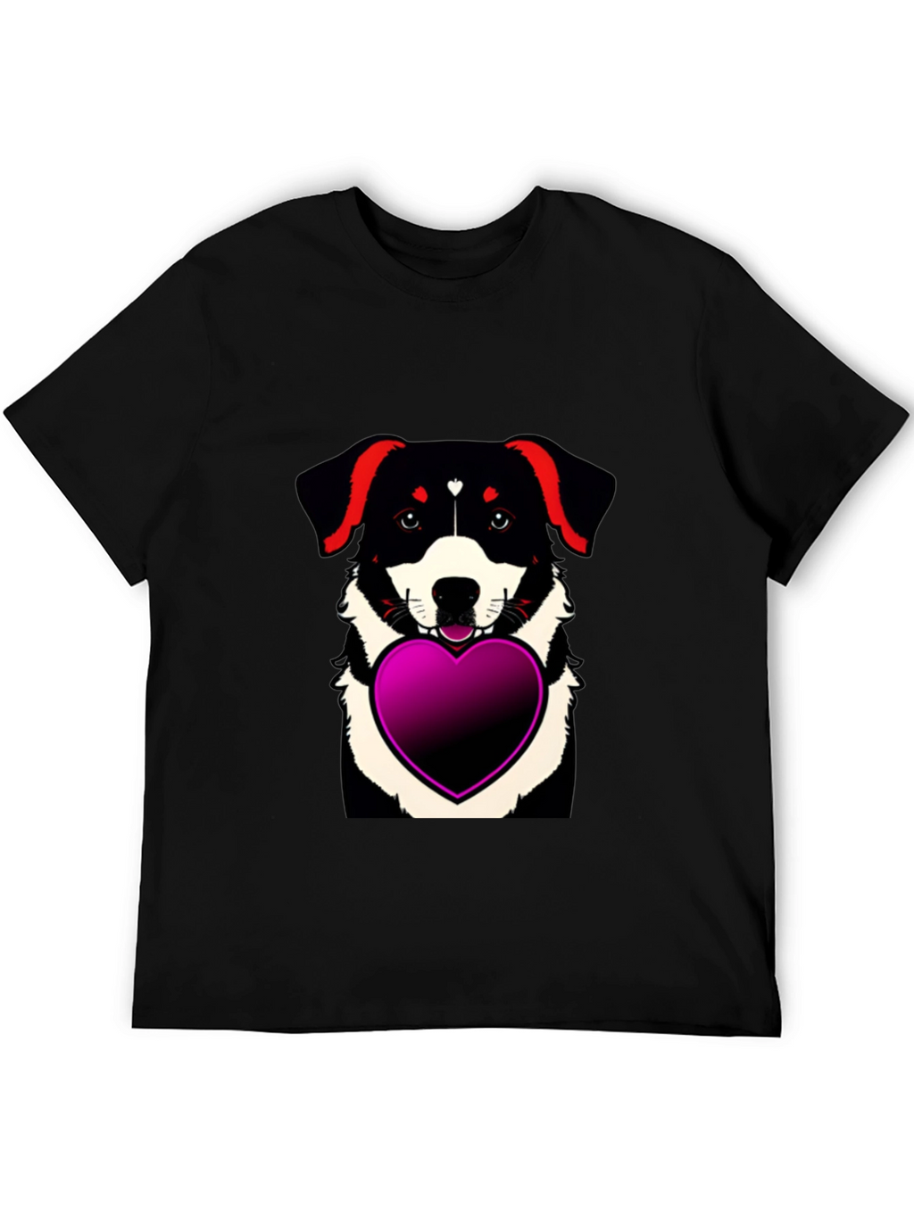 Dog with Heart T-Shirt - Mens Black Tee