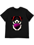 Dog with Heart T-Shirt - Mens Black Tee