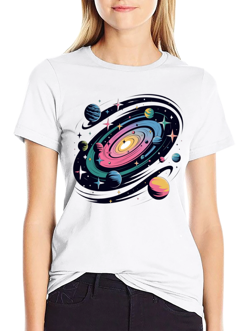 Galaxy Print Black T-Shirt