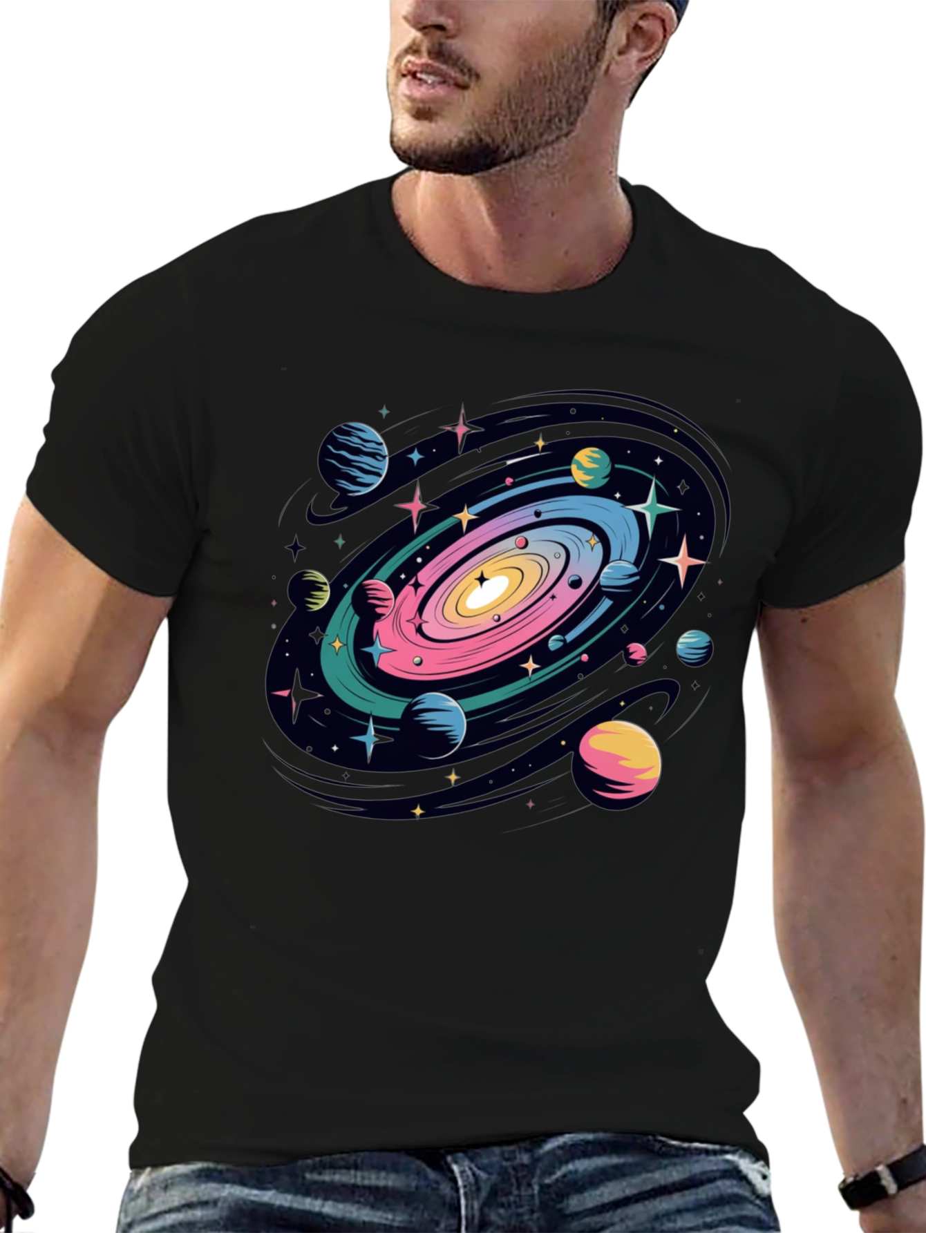 Galaxy Print Black T-Shirt