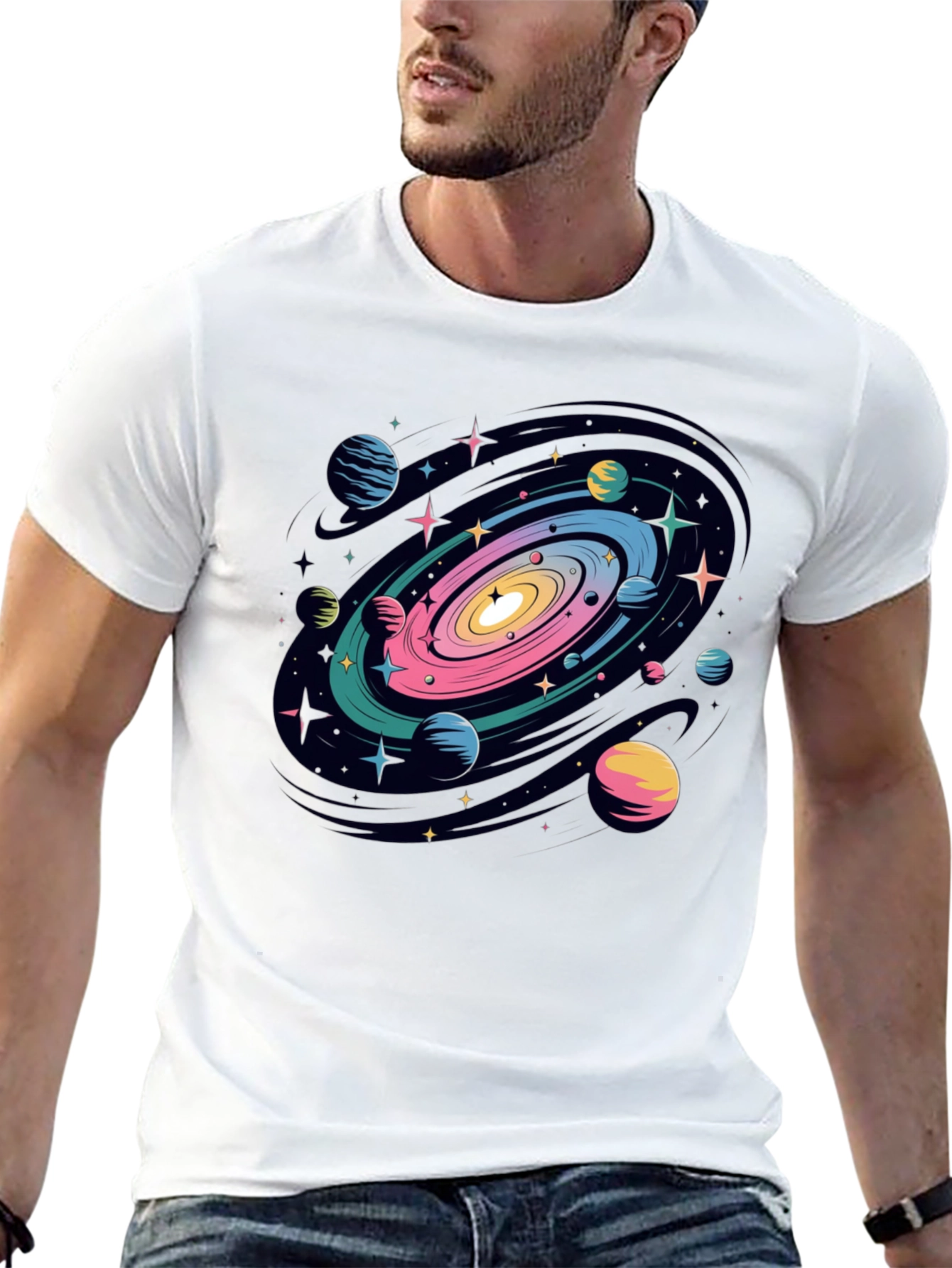 Galaxy Print Black T-Shirt