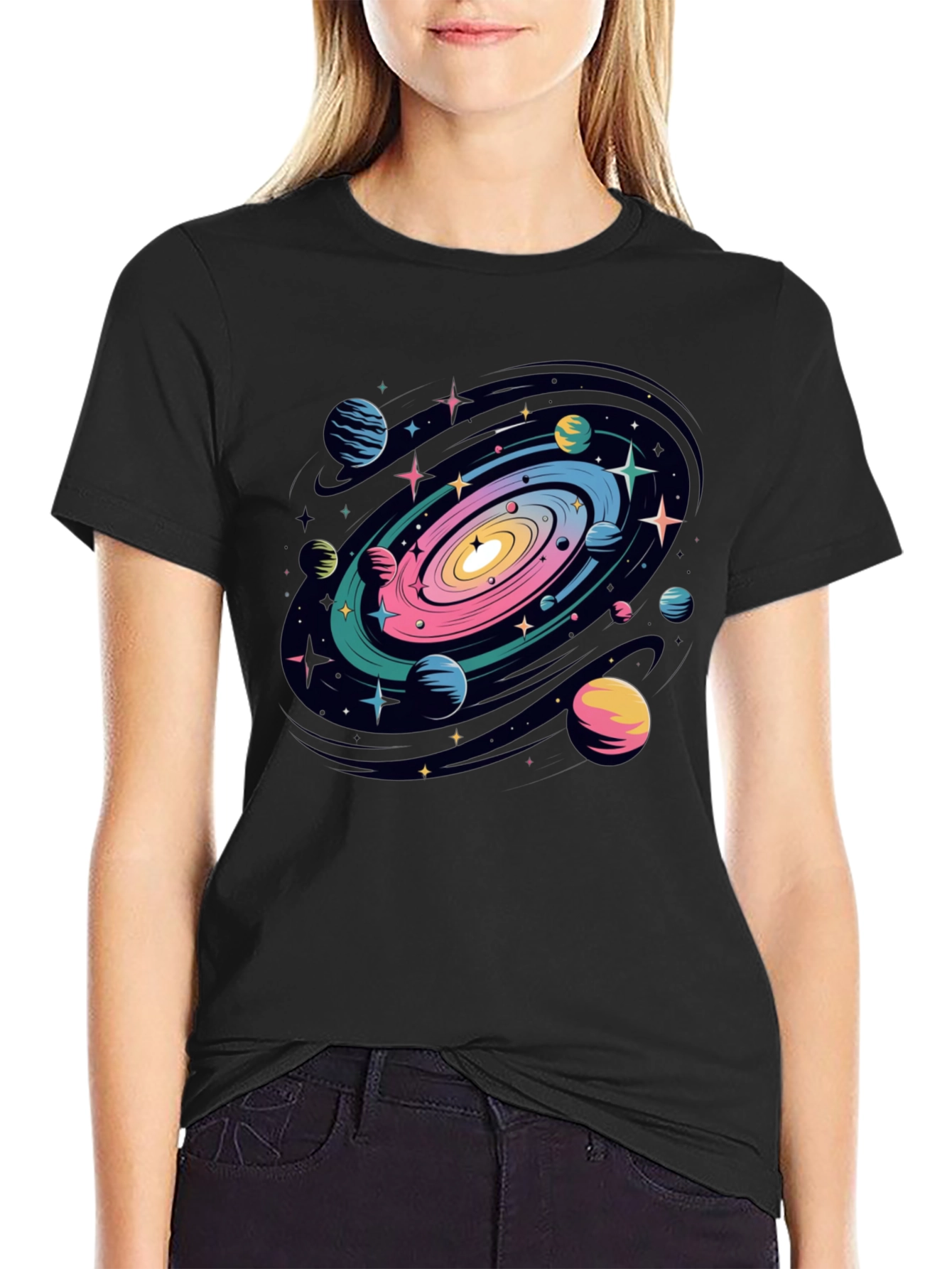 Galaxy Print Black T-Shirt