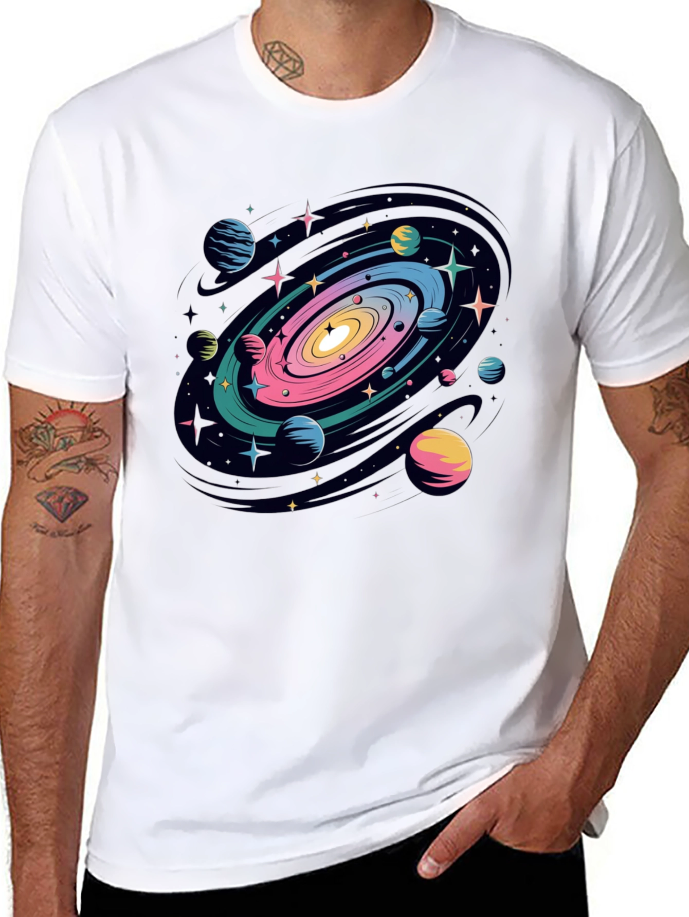 Galaxy Print Black T-Shirt