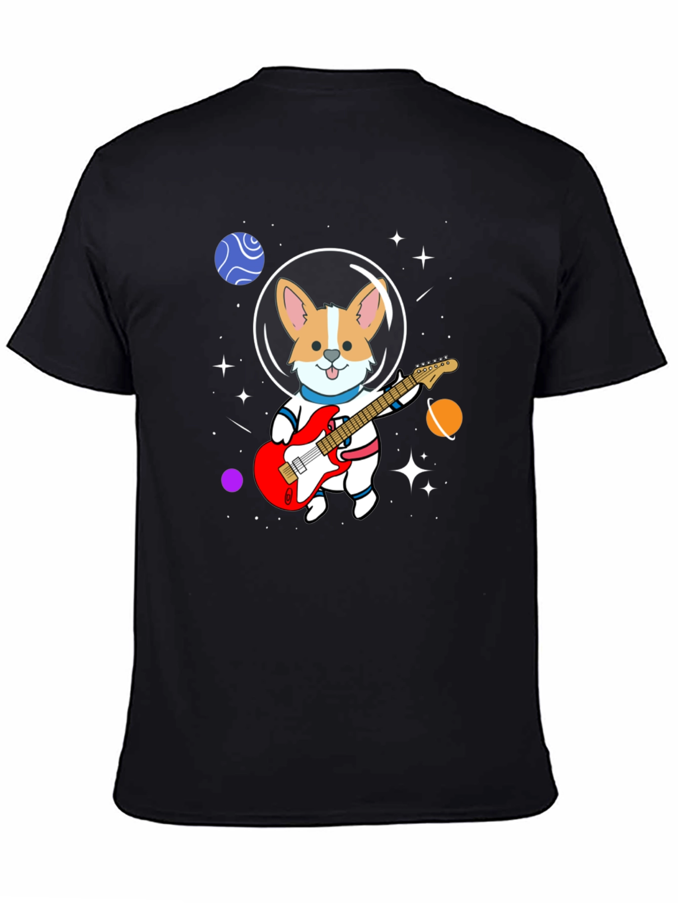 Astronaut Corgi Guitarist Graphic T-Shirt