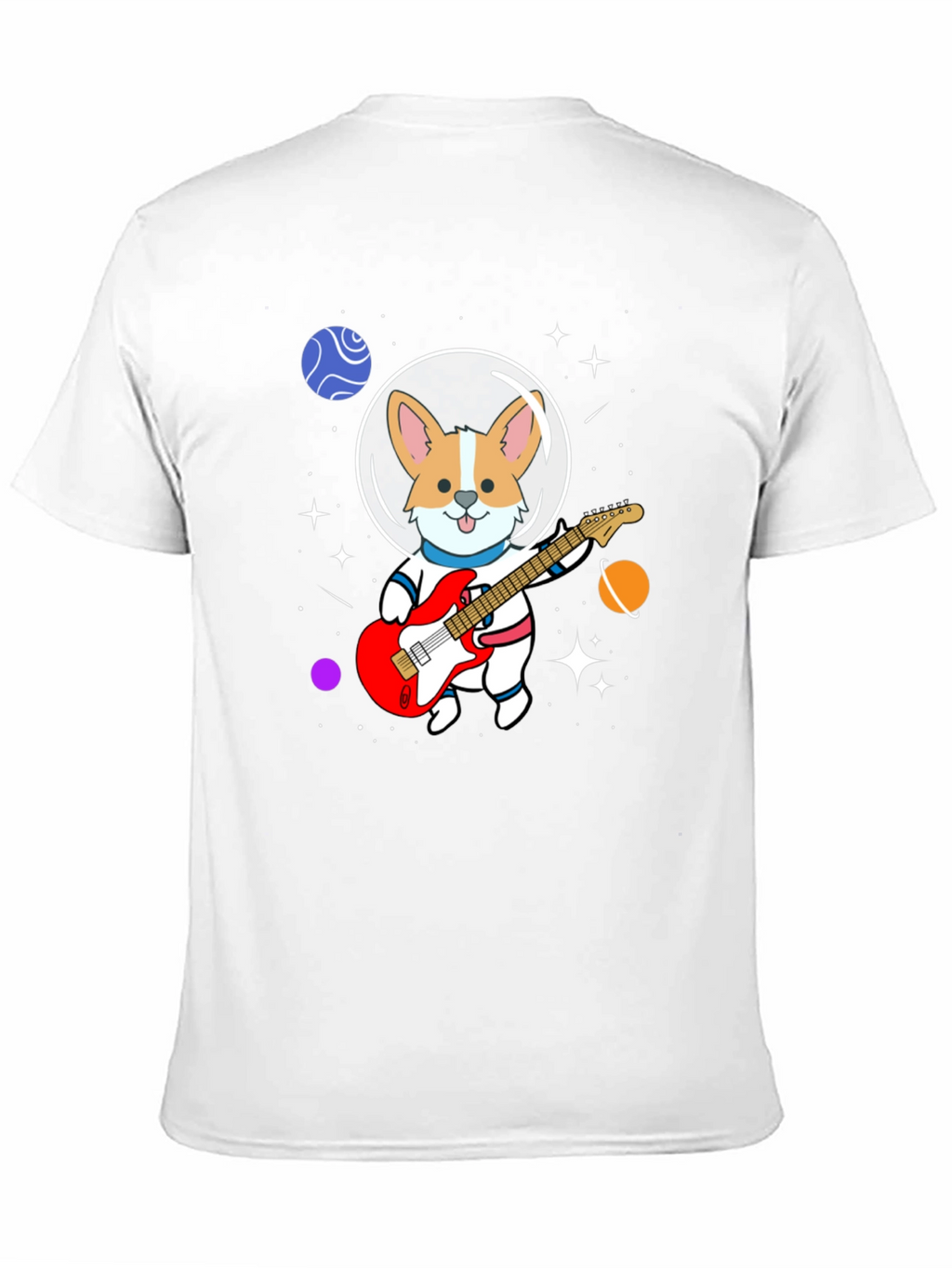 Astronaut Corgi Guitarist Graphic T-Shirt