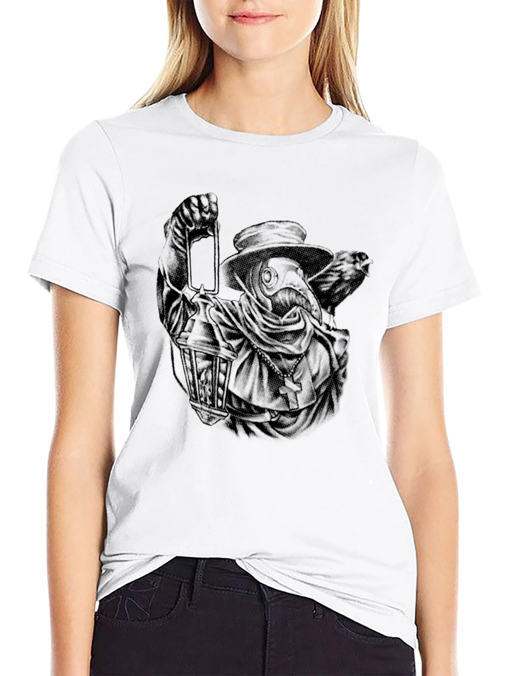 Plague Doctor Lantern Graphic Tee - Black