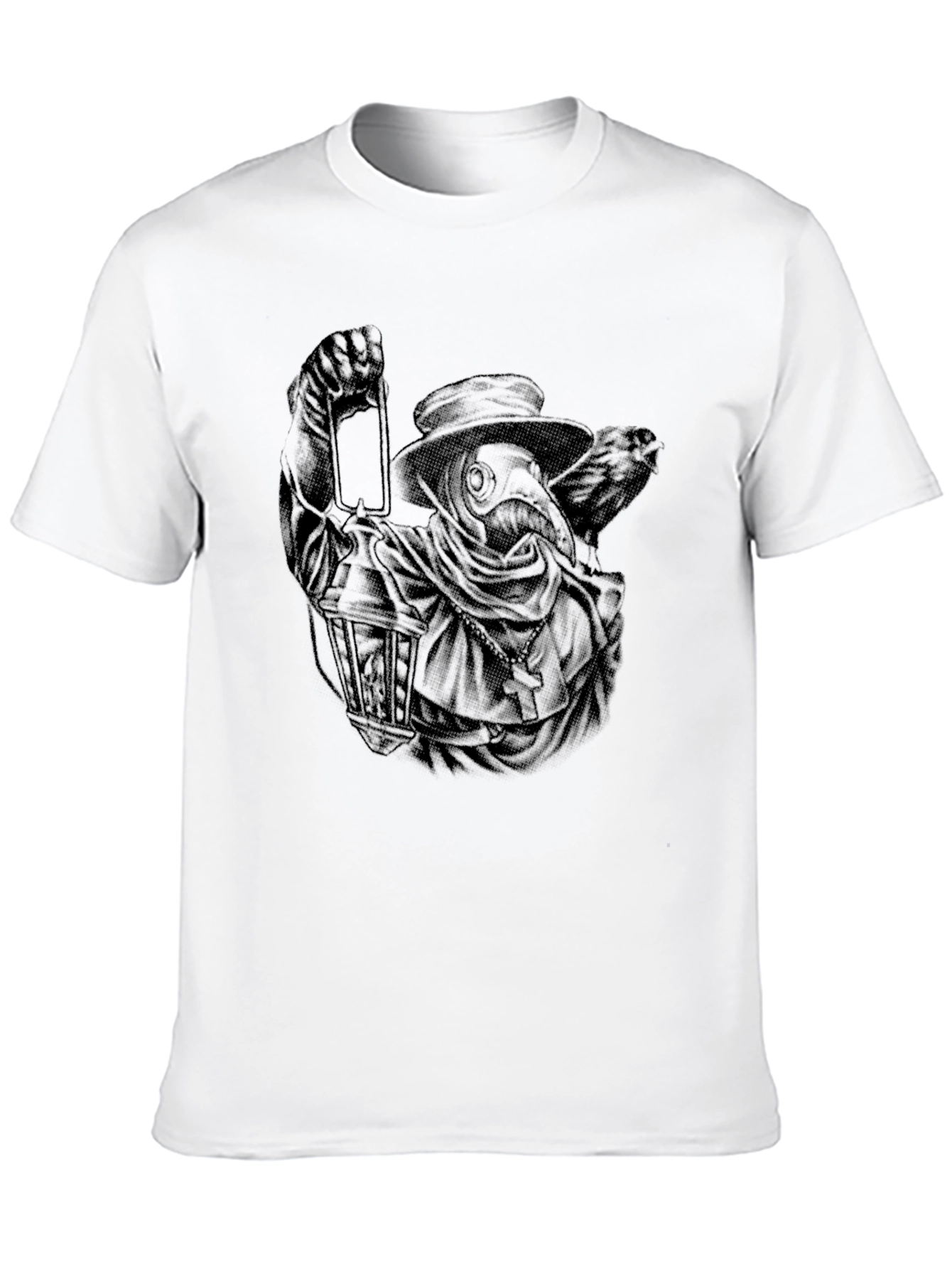 Plague Doctor Lantern Graphic Tee - Black