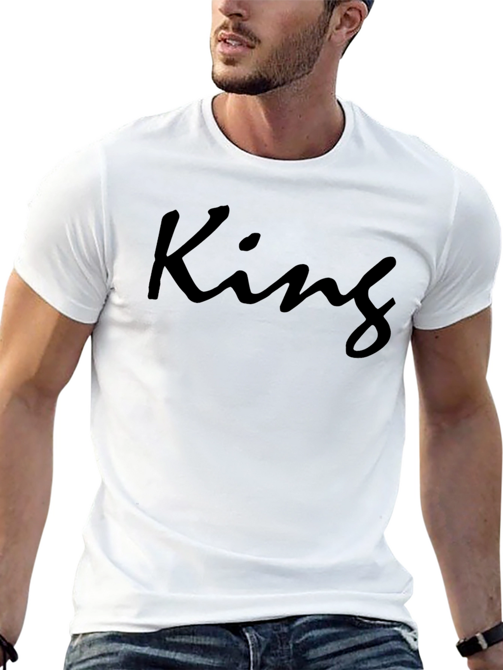 King Graphic T-Shirt - Modern Crew Neck Tee