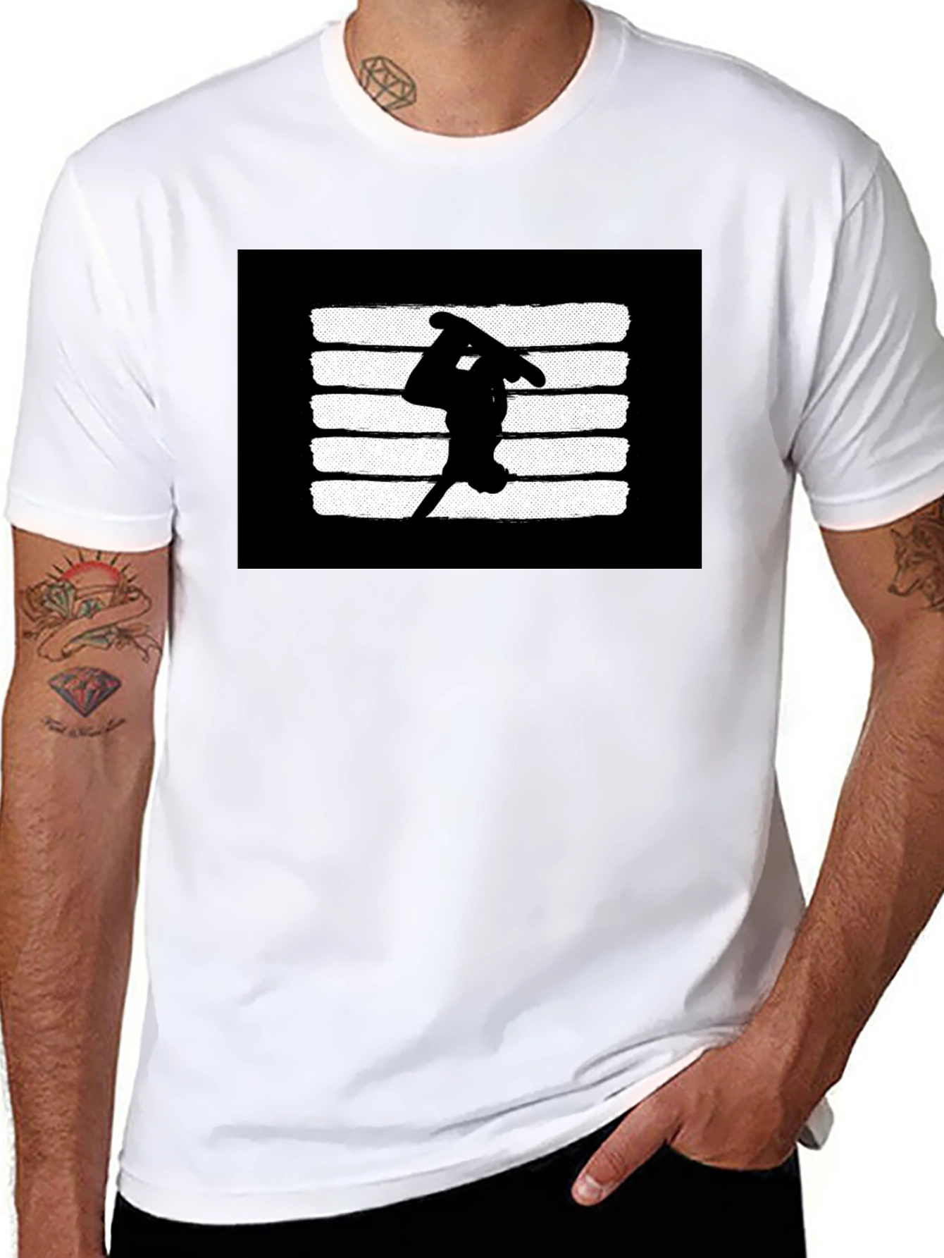 Skateboarder Graphic T-Shirt - Black Casual Tee