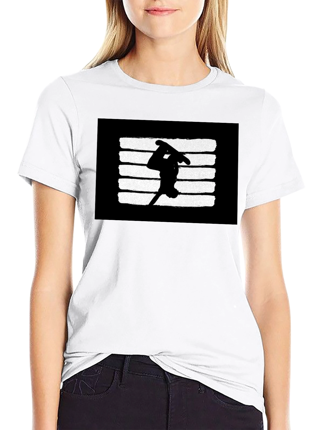 Skateboarder Graphic T-Shirt - Black Casual Tee