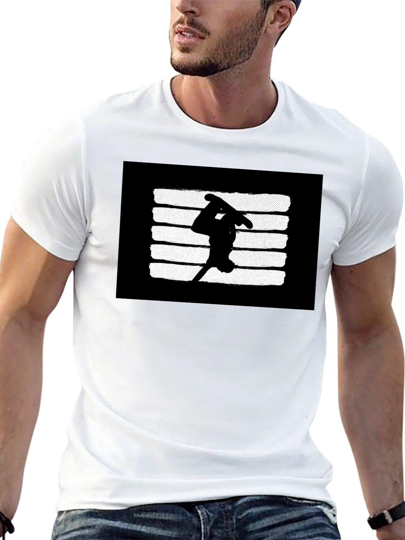 Skateboarder Graphic T-Shirt - Black Casual Tee