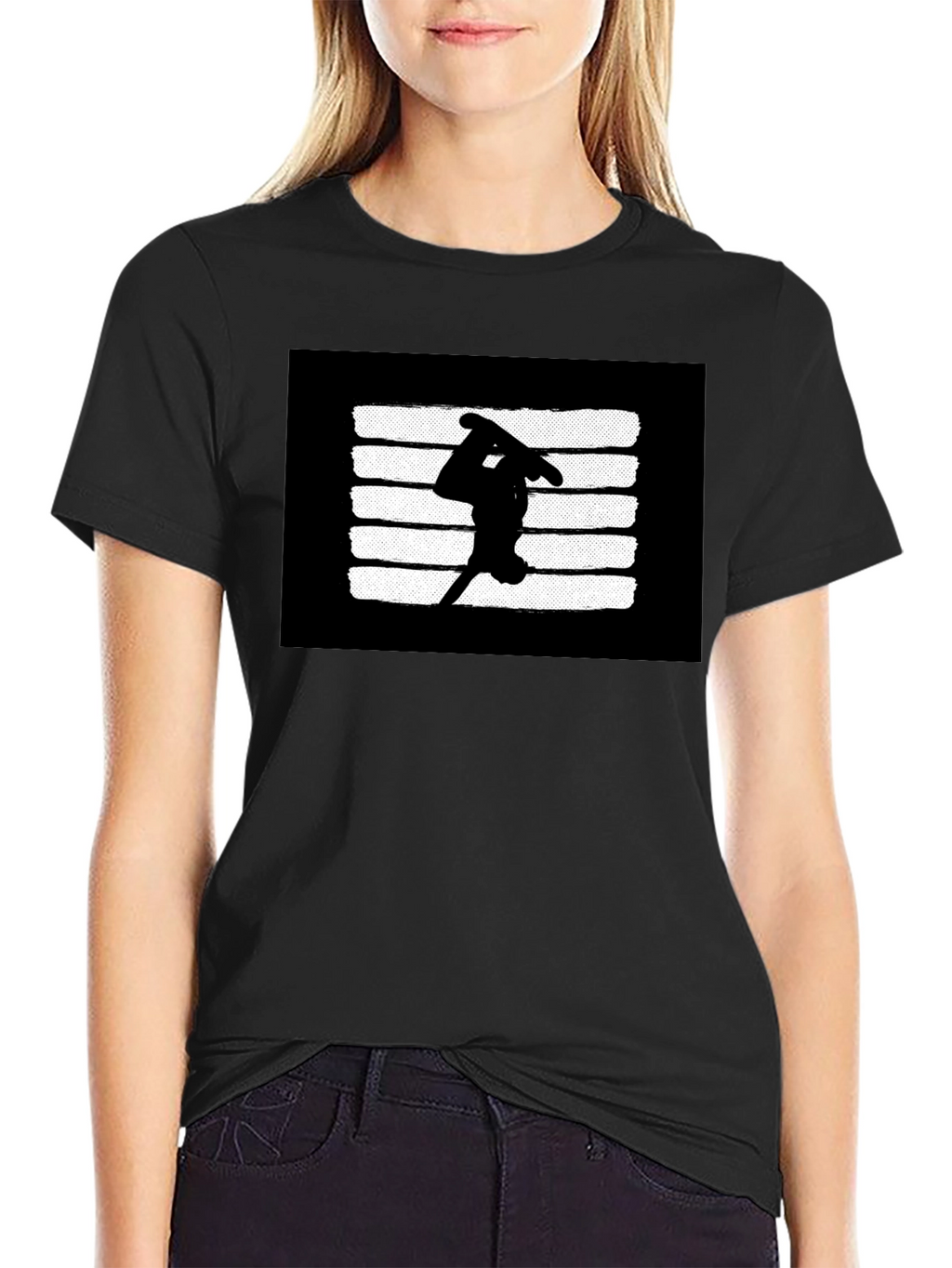Skateboarder Graphic T-Shirt - Black Casual Tee