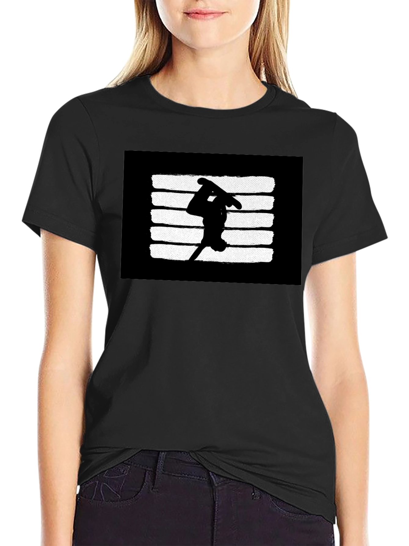 Skateboarder Graphic T-Shirt - Black Casual Tee