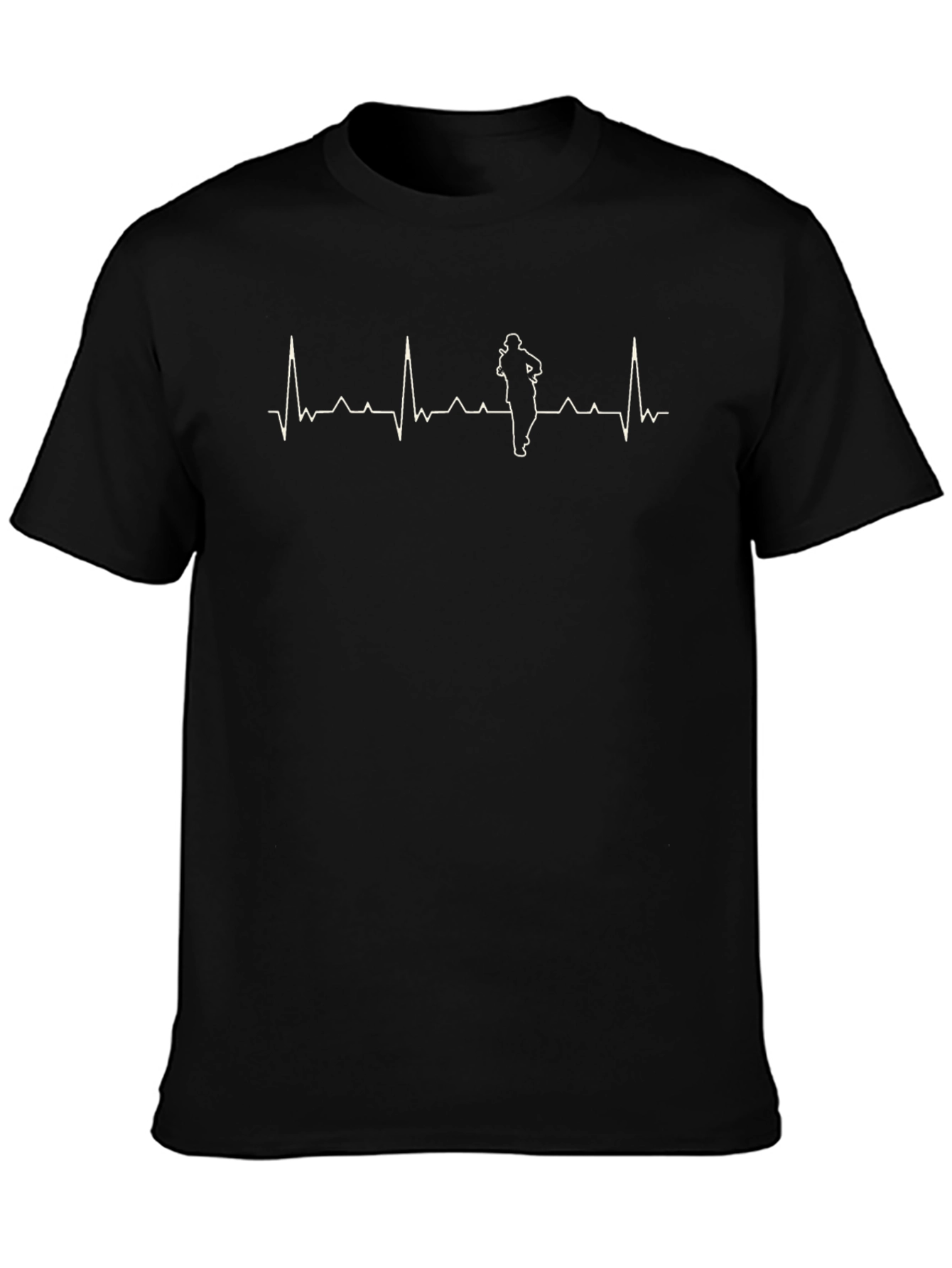 Running Heartbeat Graphic T-Shirt - Black