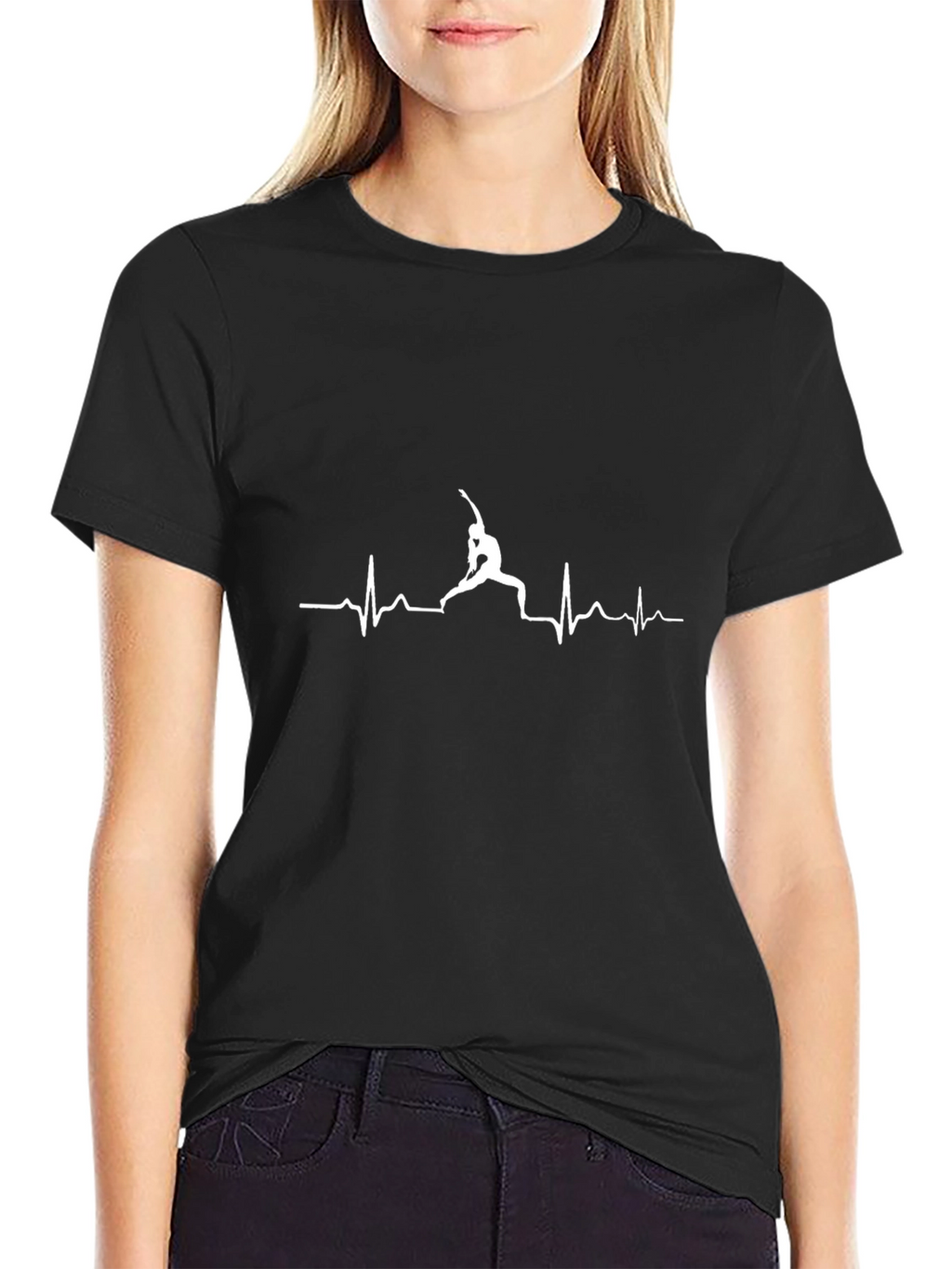 Yoga Heartbeat T-Shirt - Black Cotton