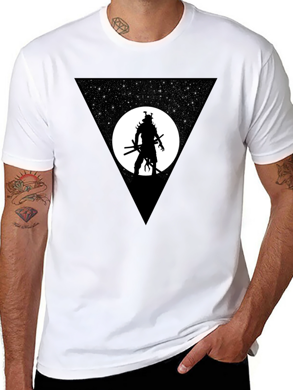Samurai Warrior Stargazing Graphic T-Shirt