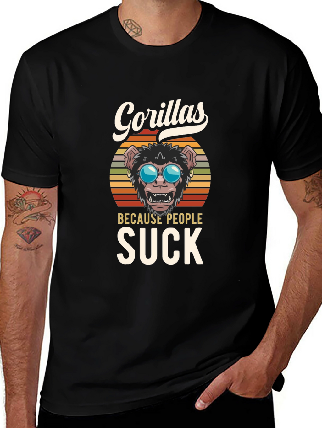 Gorillas Because People Suck Graphic T-Shirt