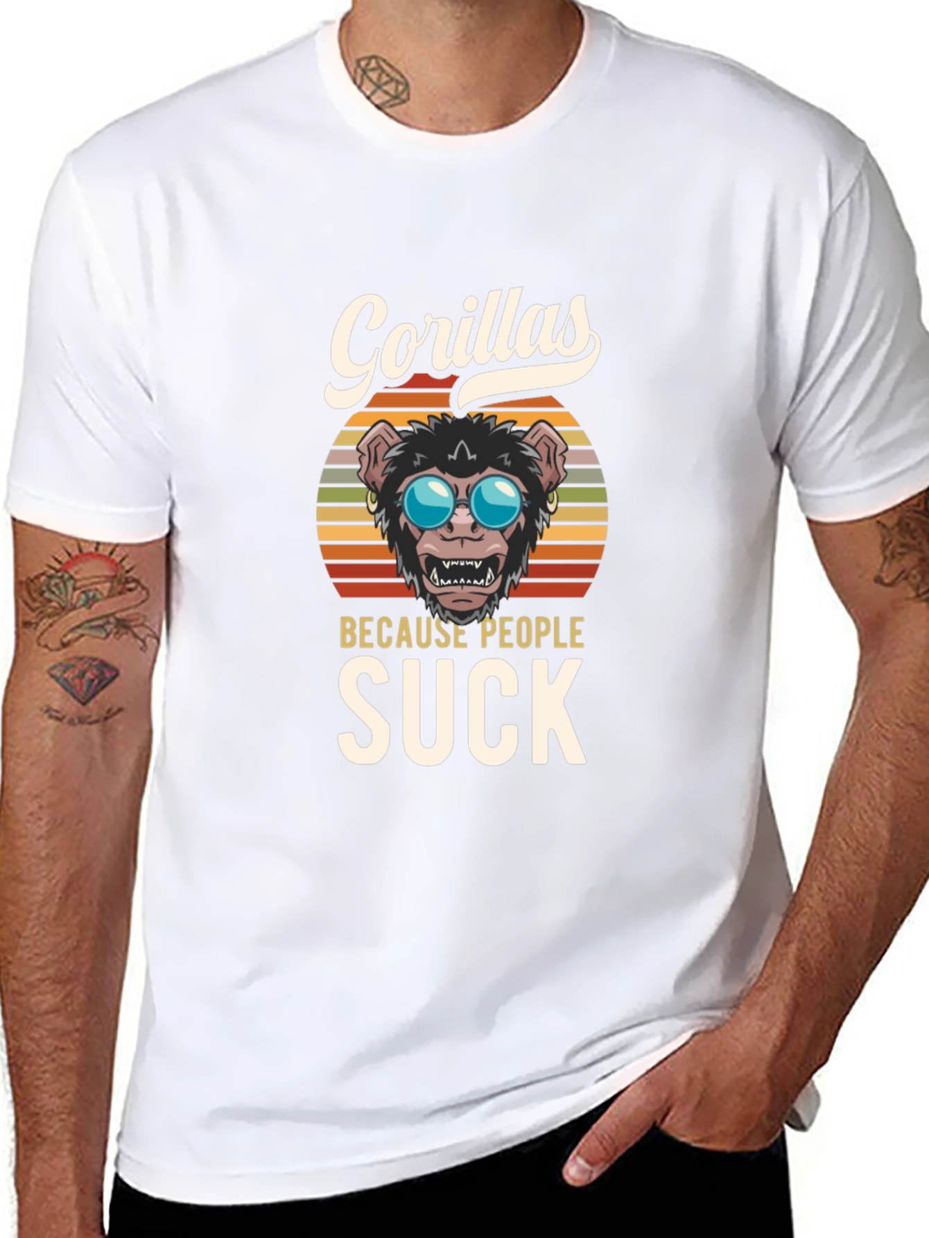 Gorillas Because People Suck Graphic T-Shirt