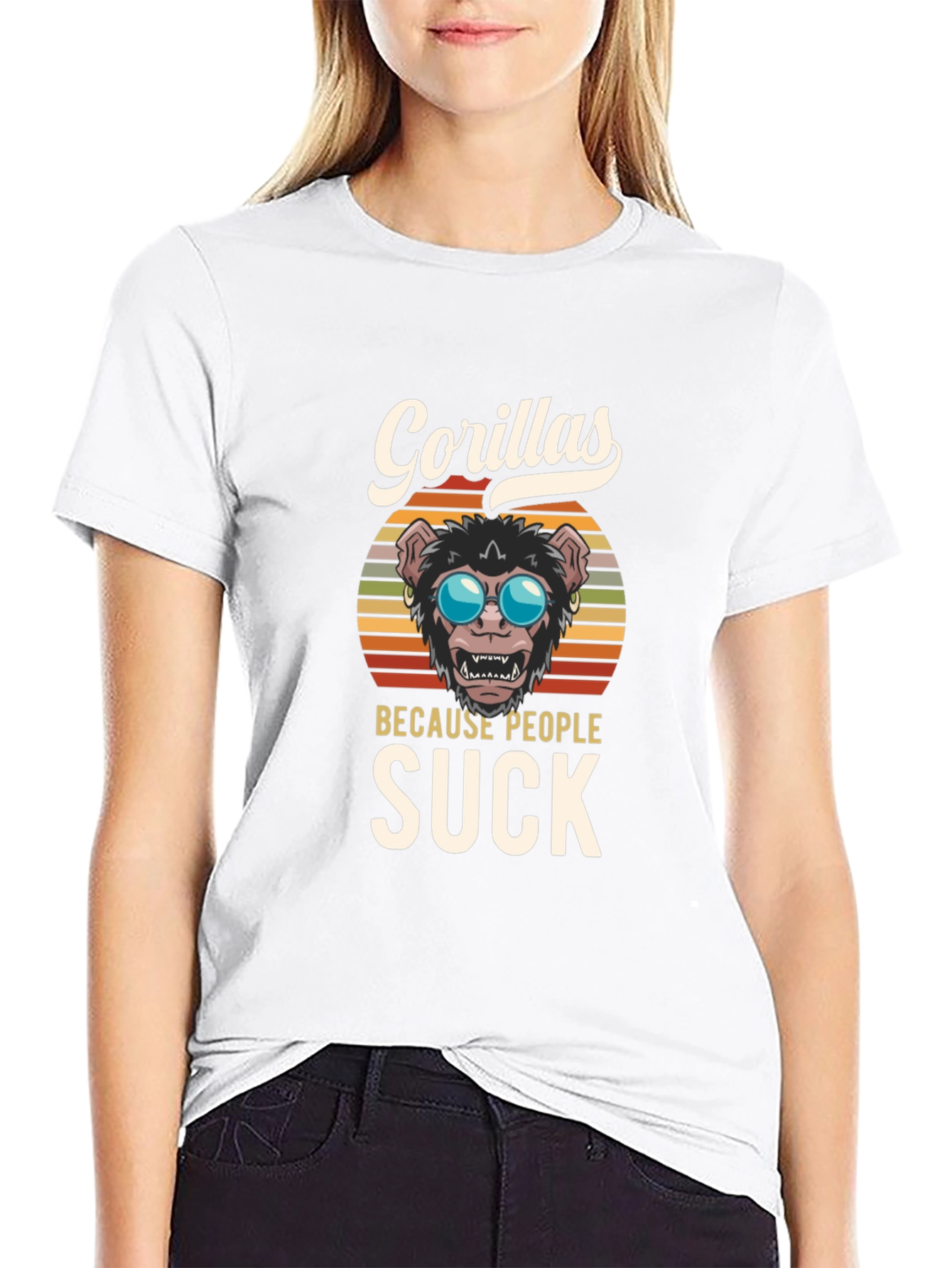 Gorillas Because People Suck Graphic T-Shirt