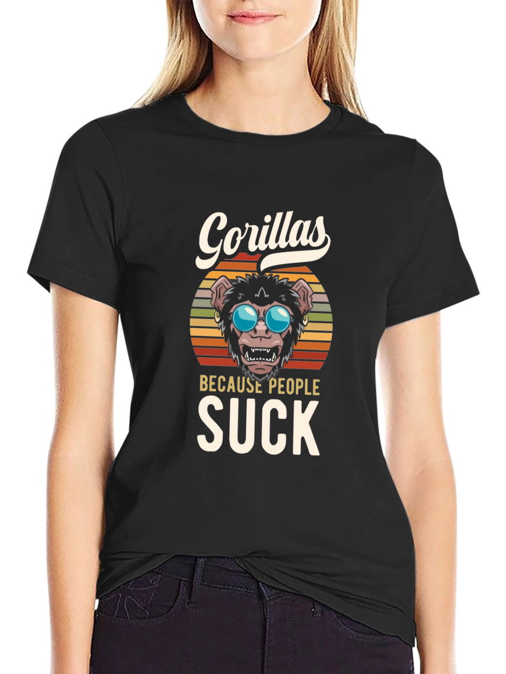 Gorillas Because People Suck Graphic T-Shirt