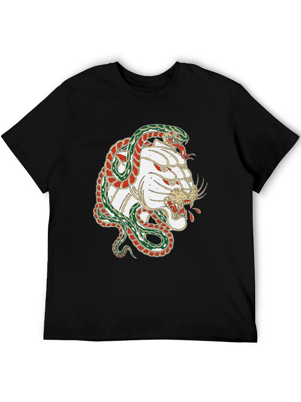 Black Snake & White Tiger Graphic T-Shirt